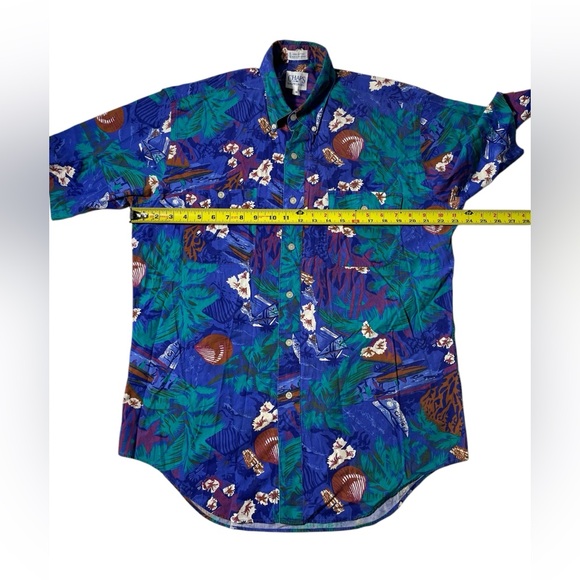 VTG 90s Ralph Lauren Chaps Men's Medium Button down Floral Hawaiian Shirt - Picture 4 of 7